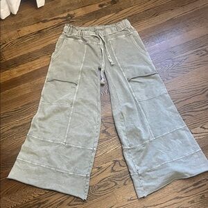 easel Sage Green Wide-Leg Drawstring Pants